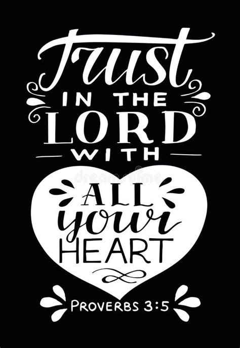 Hand Lettering with Bible Verse Trust in the Lord with Your Heart. Stock Vector - Illustration ...