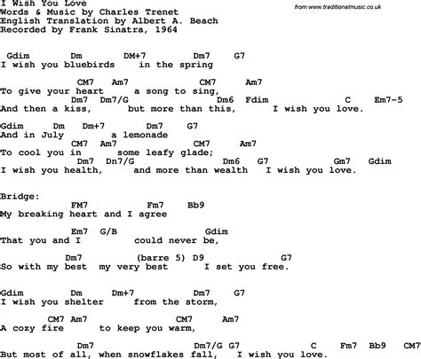 Song lyrics with guitar chords for I Wish You Love - Frank Sinatra ...