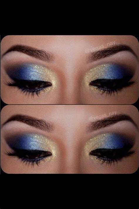 Gold & Blue | Gold eye makeup, Blue eye makeup, Blue makeup