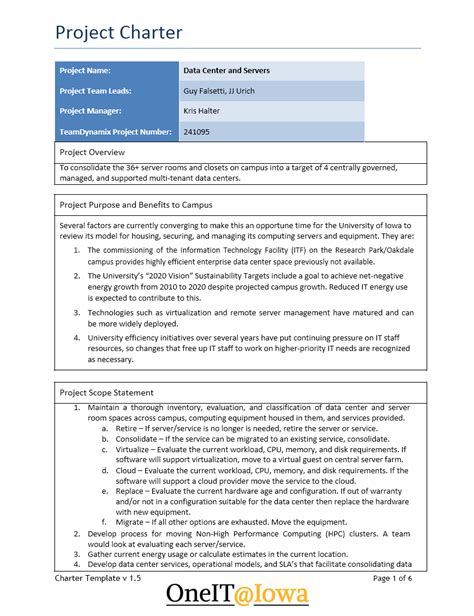 Project Charter Template 22 - Printable Samples