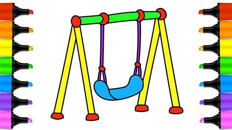 Swings for Kids. How to draw and color a swing | Drawing Pages for ...