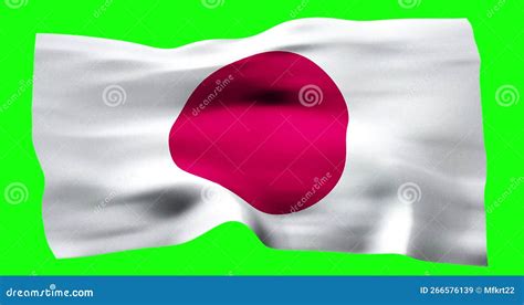 Flag of Japan Realistic Waving on Green Screen. Seamless Loop Animation ...