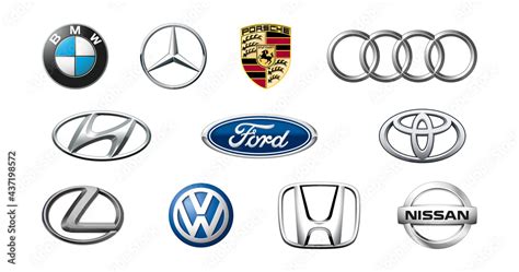 Big set of car brand logo. Top car brands. Black automobile emblems ...