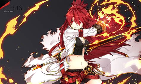 Anime Anime Girls Elsword Sword Weapon Long Hair Redhead Red Eyes ...