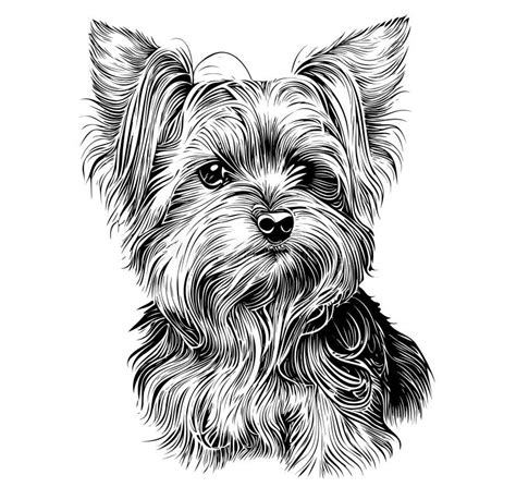 Yorkshire Terrier Dog Hand Drawn Sketch Vector Illustration Stock Photo - Image of animal, white ...