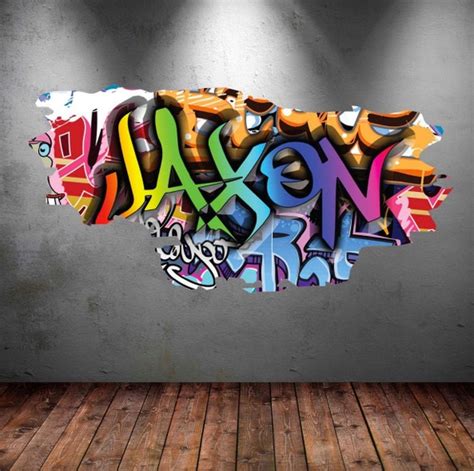 Personalised Name Graffiti Wall Art Decals Full Colour Wall