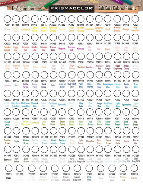 Prismacolor Printable Color Charts 150