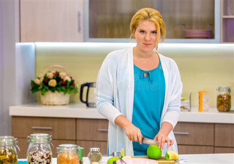 Girl in the Kitchen Preparing a Vitamin Breakfast Stock Photo - Image ...