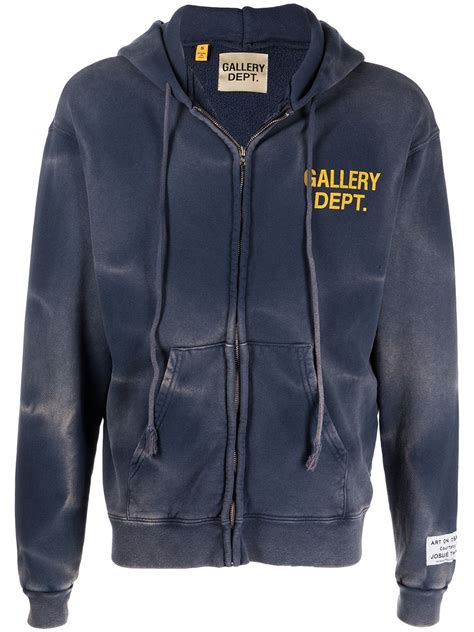 Gallery Dept. Logo-print Tie-dyed Cotton-jersey Zip-up Hoodie In Blue | ModeSens