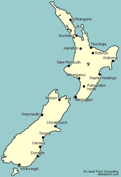 New Zealand Cities Map - ToursMaps.com