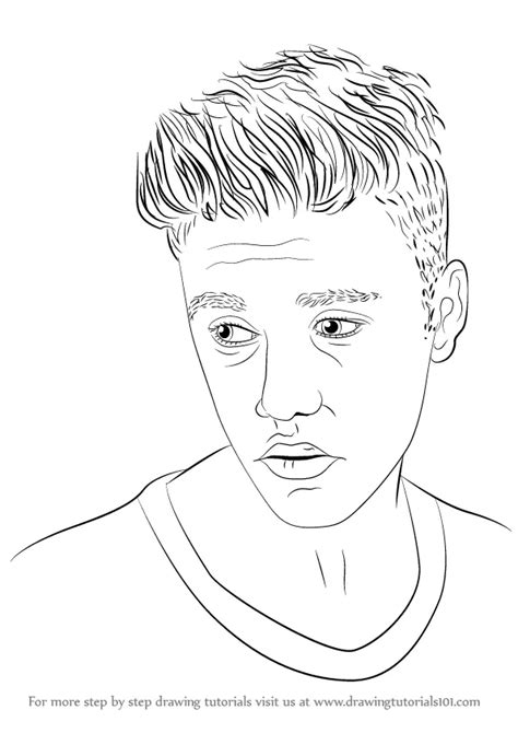 Learn How to Draw Justin Bieber (Singers) Step by Step : Drawing Tutorials