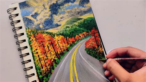 How to Paint a road || Acrylic Landscape Painting || Step by step - YouTube