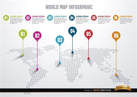 Dots World Map Infographic Template Vector Download