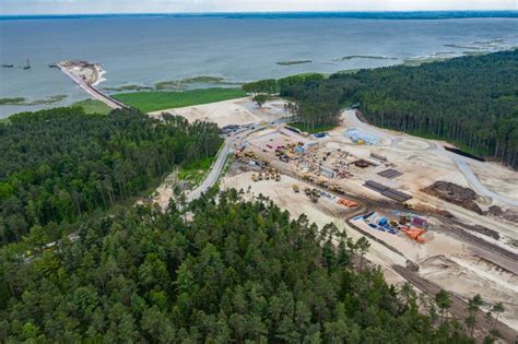 Aerial View of Vistula Spit, Place for the Future Canal. Construction ...