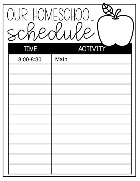 Free Printable Homeschool Schedule Template | Farrah Printable