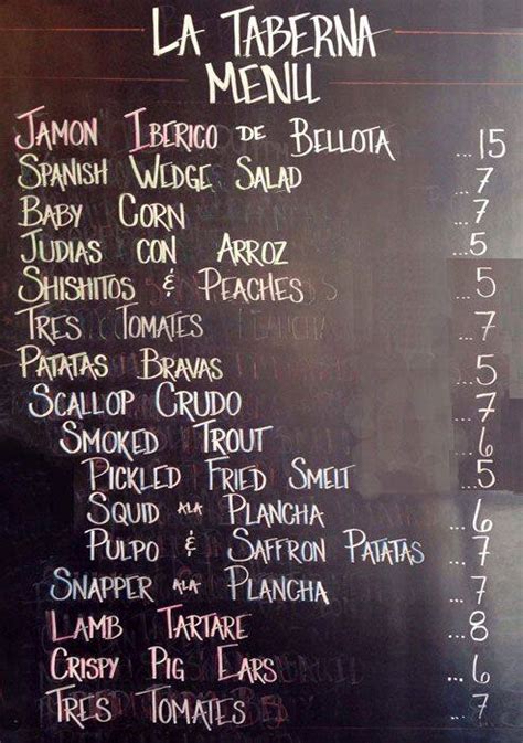 La Taberna Menu, Menu for La Taberna, Napa, Napa - Urbanspoon/Zomato