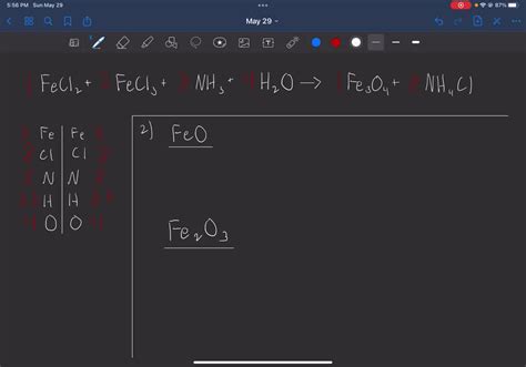 SOLVED: What is the balanced reaction equation for the ferrofluid synthesis? FeCl2 + FeCl3 + NH3 ...