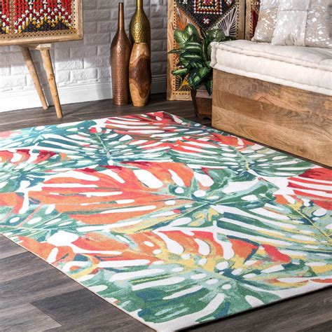 nuLOOM Multi Indoor/Outdoor Contemporary Tropical Majestic Palm Tree Leaf Area Rug (6' x 9 ...