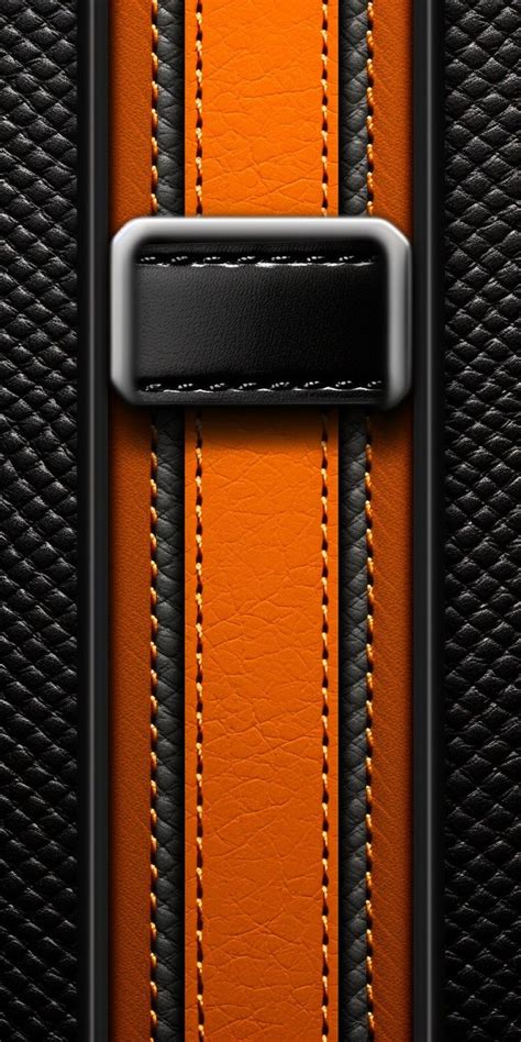 an orange and black leather texture with metal frame