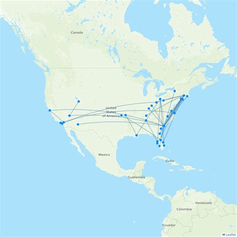 Breeze Airways airline routes (MX) 2024, map - Flight Routes