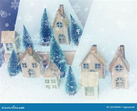 Beautiful Christmas Background Greeting Card. Winter Scenery Snow ...