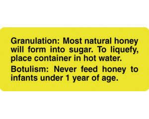 Honey Granulation &Botulism Warning Label | Rossman Apiaries, LLC