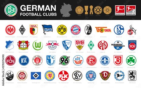 Layered vector set of 40 German football club's logos including ...