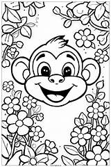 Simple monkey Coloring Page Free PDF&ampPNG Printable sketch template