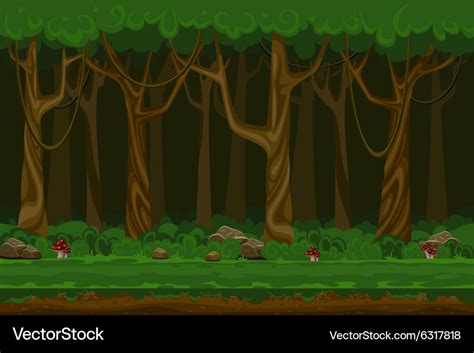 Cartoon computer games night forest landscape Vector Image