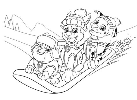 Paw Patrol on Sled coloring page - Download, Print or Color Online for Free