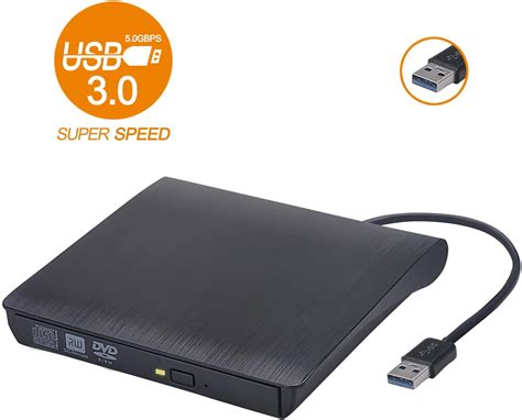 External CD DVD Drive USB 3.0, Premium Portable CD DVD +/-RW Optical ...