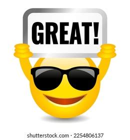 Smiling Happy Emoji Holding Great Banner Stock Vector (Royalty Free) 2254806137 | Shutterstock