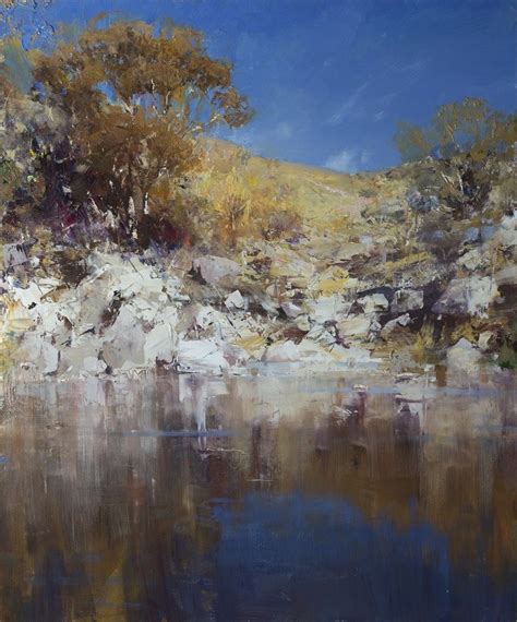 Ken Knight, Rocks and Reflections, oil on board, 122x101cm, $16,800 (1155) | Landscape art ...