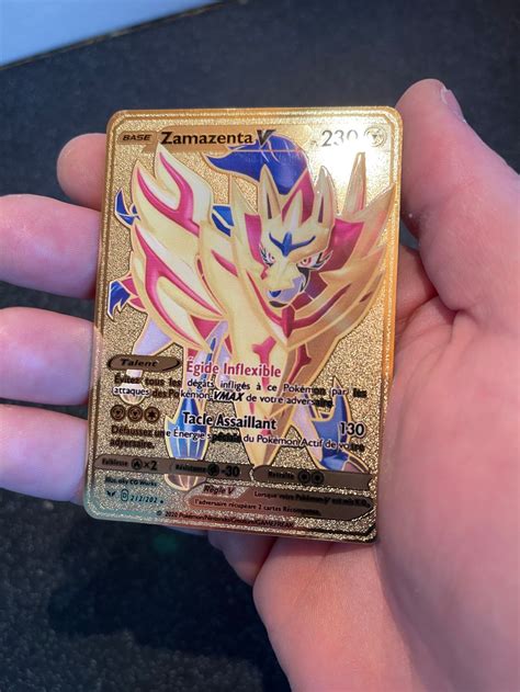 Zamazenta Pokemon card gold metal shiny card | Etsy