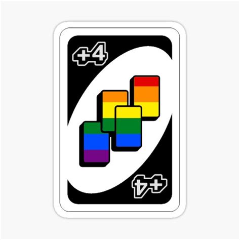 "Uno Draw 4 Card Gay Pride Flag Sticker" Sticker by lichwitch | Redbubble