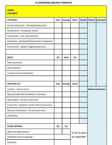 Candidate Screening Template