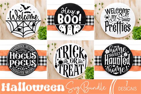 Halloween Sign Svg, Halloween Round Sign Graphic by Rumi Design · Creative Fabrica