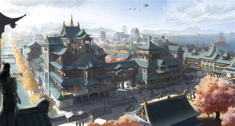 Ancient Chinese City , Yujiang J on ArtStation at https://www.artstation.com/artwork/KB0gW ...