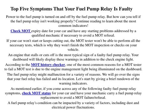 PPT - Top Five Symptoms That Your Fuel Pump Relay PowerPoint ...