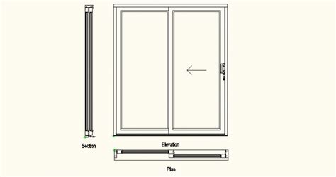 Sliding patio doors plan and elevation detail layout file | Door plan, Door and window design ...