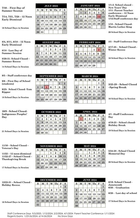 School Calendar - Summit School