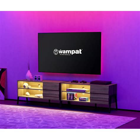 Mid-Century TV Stand with LED Lights for TVs up to 85 Inch, Modern ...