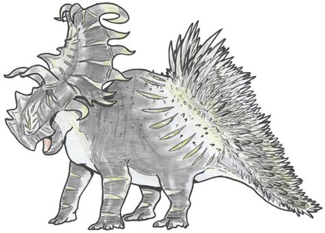 a drawing of a dinosaur with spikes on its back