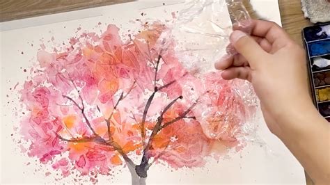 How to Paint Watercolors using Cooking Paper and Cling Film - Painting ...