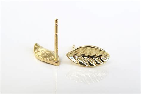 Leaf Stud Earrings, Gold Stud Earrings, Leaf Earrings, Stud Earrings, 14k Gold Stud Earrings ...