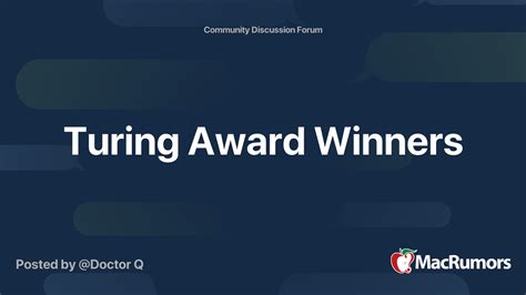 Turing Award Winners | MacRumors Forums