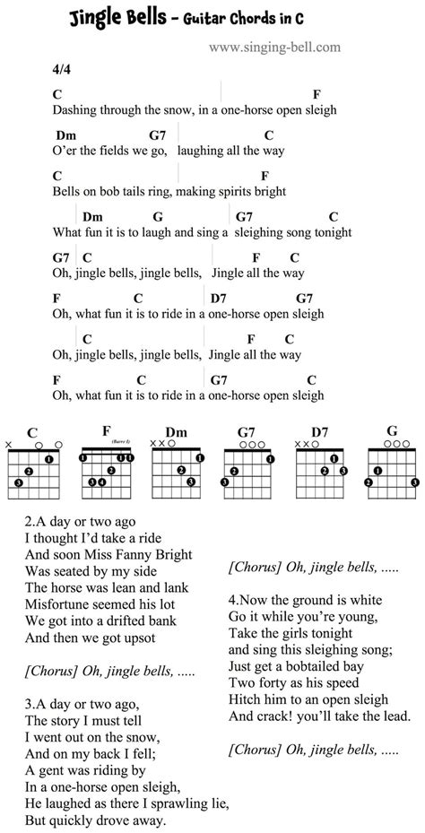 Jingle Bells Guitar Chords Tabs Sheet Music Printable PDF