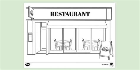 FREE! - Restaurant Colouring Page - Primary School - Twinkl