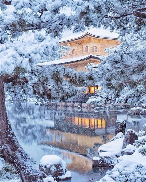 Kinkakuji-temple under a snow blanket in Kyoto, Japan. : CozyPlaces