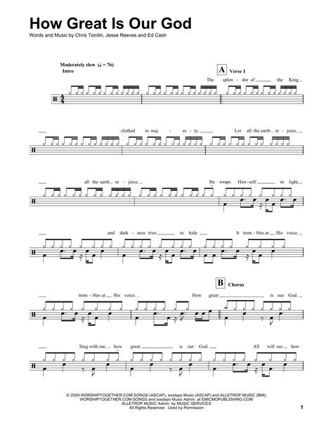 How Great Is Our God by Chris Tomlin Sheet Music for Drums Transcription at Sheet Music Direct